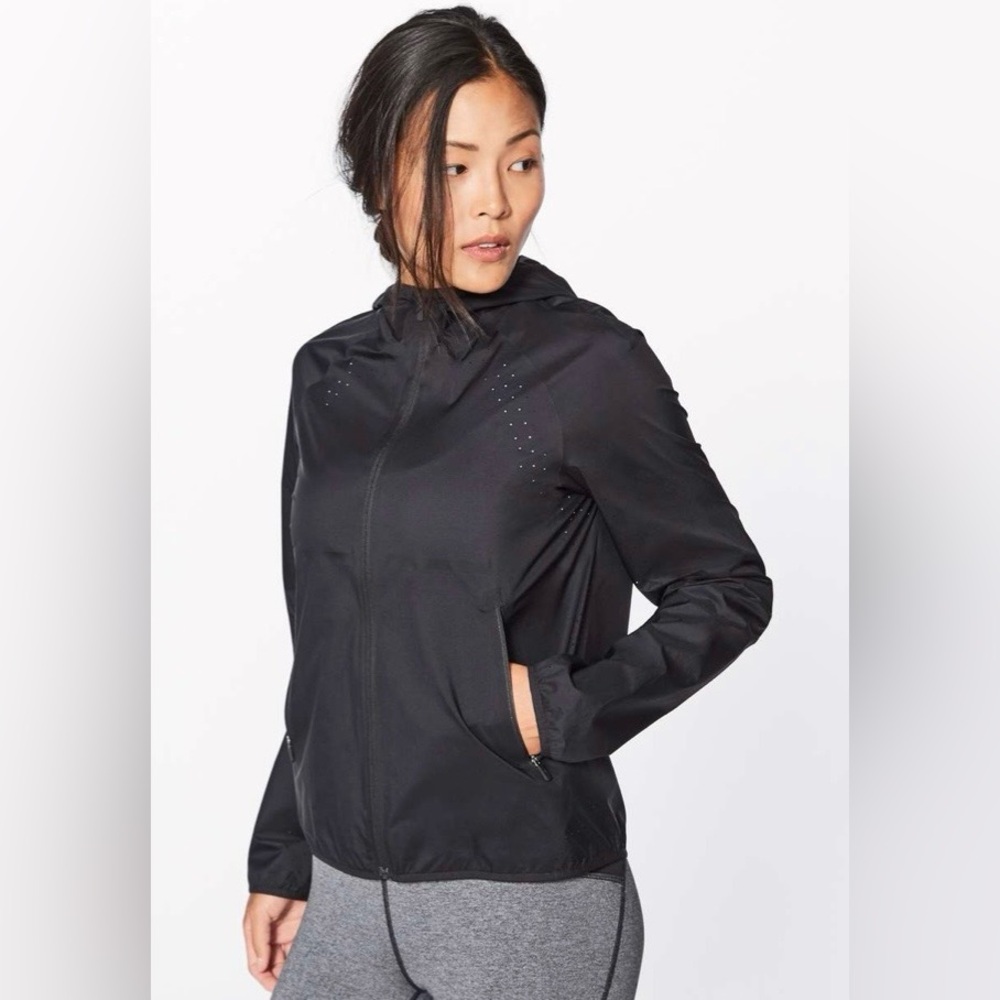 Lululemon Like The Windshell Hoodie Lightweight Full Zip Jacket Black Size 8